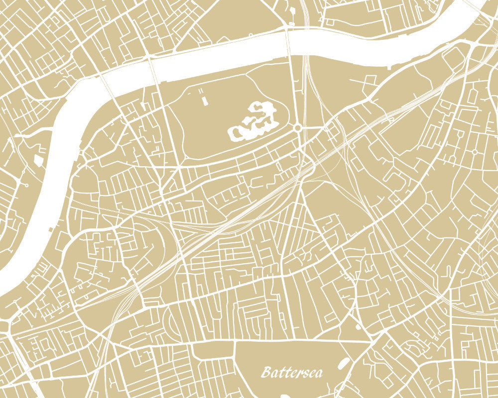 Battersea London Street Map Print Feature Wall Art Poster – GalleryThane