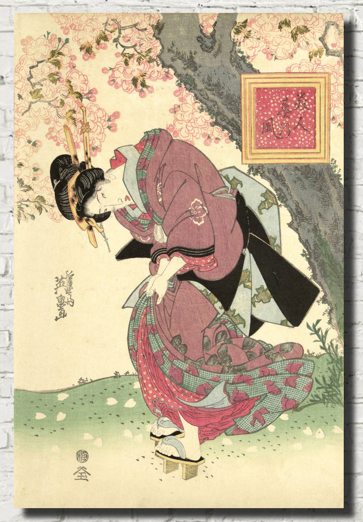 Keisai Eisen, Japanese Art Print : Beauty in a Spring Storm