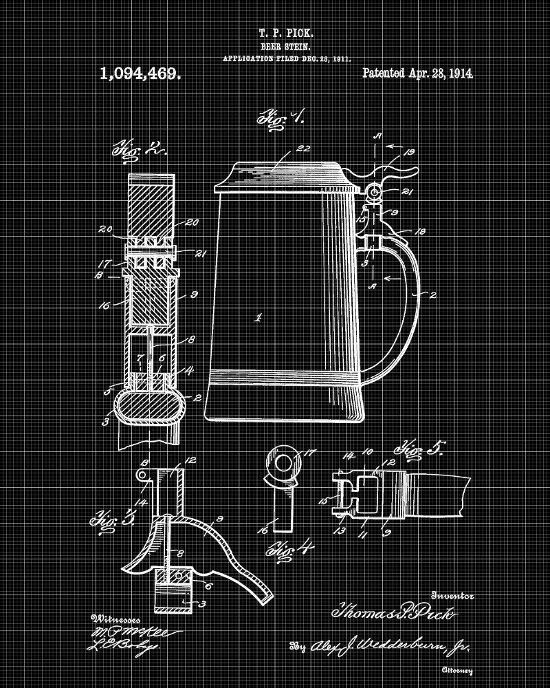 Beer Patent Print Bar Poster Cafe Art Pub Wall Poster - OnTrendAndFab