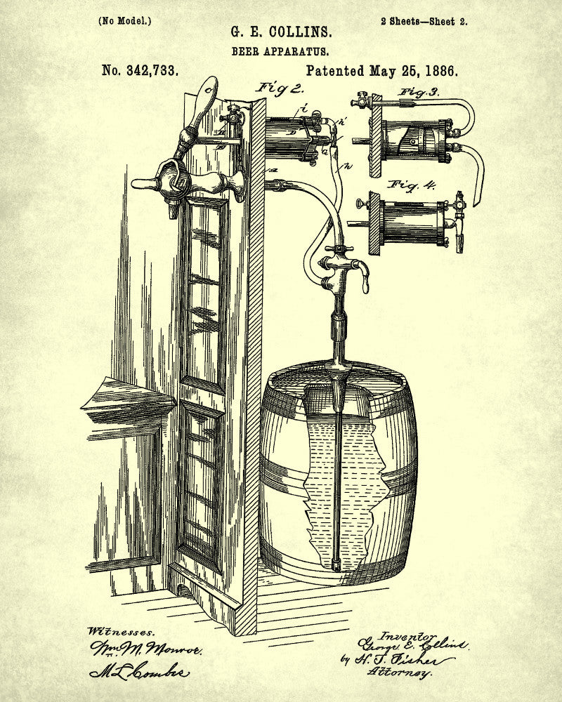 Bar Poster Beer Patent Print Cafe Art Pub Wall Poster - OnTrendAndFab