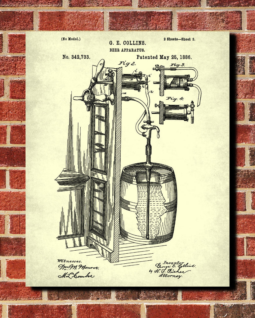 Bar Poster Beer Patent Print Cafe Art Pub Wall Poster - OnTrendAndFab