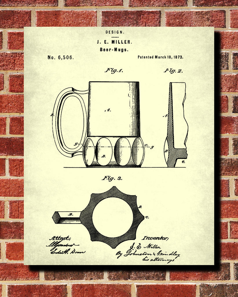 Bar Poster Beer Patent Print Pub Wall Poster Cafe Art - OnTrendAndFab