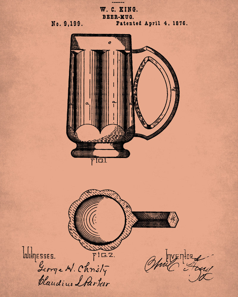 Beer Patent Print Cafe Art Bar Poster Pub Wall Poster - OnTrendAndFab