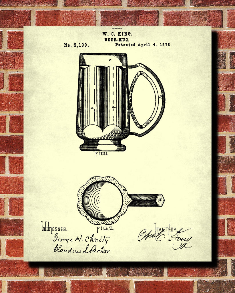 Beer Patent Print Cafe Art Bar Poster Pub Wall Poster - OnTrendAndFab