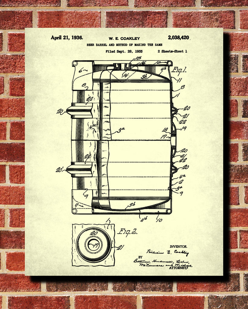 Beer Patent Print Cafe Poster Bar Art Pub Wall Poster - OnTrendAndFab