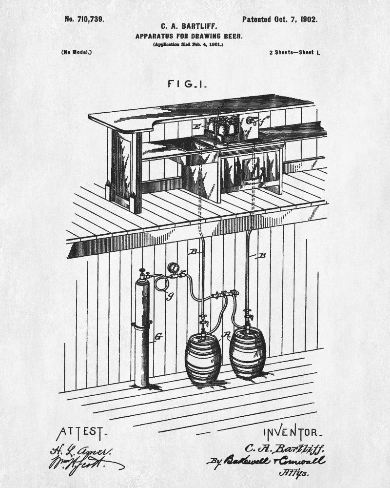Beer Patent Print Cafe Poster Pub Art Bar Wall Poster - OnTrendAndFab