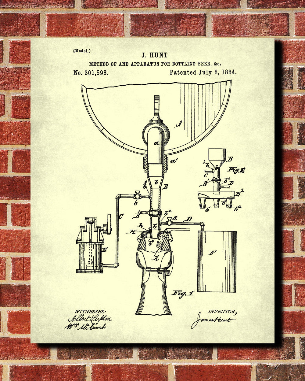 Beer Bottle Filling Blueprint Bar Poster Cafe Art - OnTrendAndFab