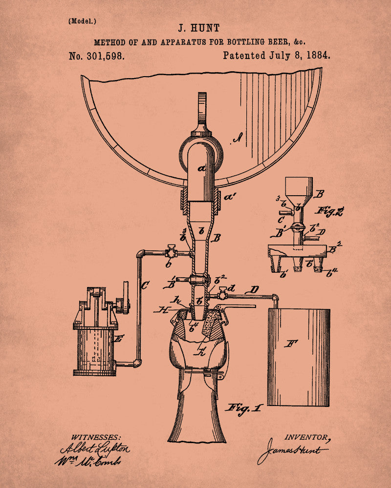Beer Bottle Filling Blueprint Bar Poster Cafe Art - OnTrendAndFab