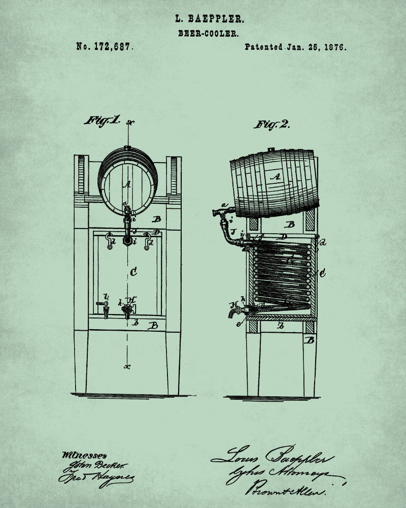 Beer Cooler Blueprint Bar Poster Cafe Art - OnTrendAndFab