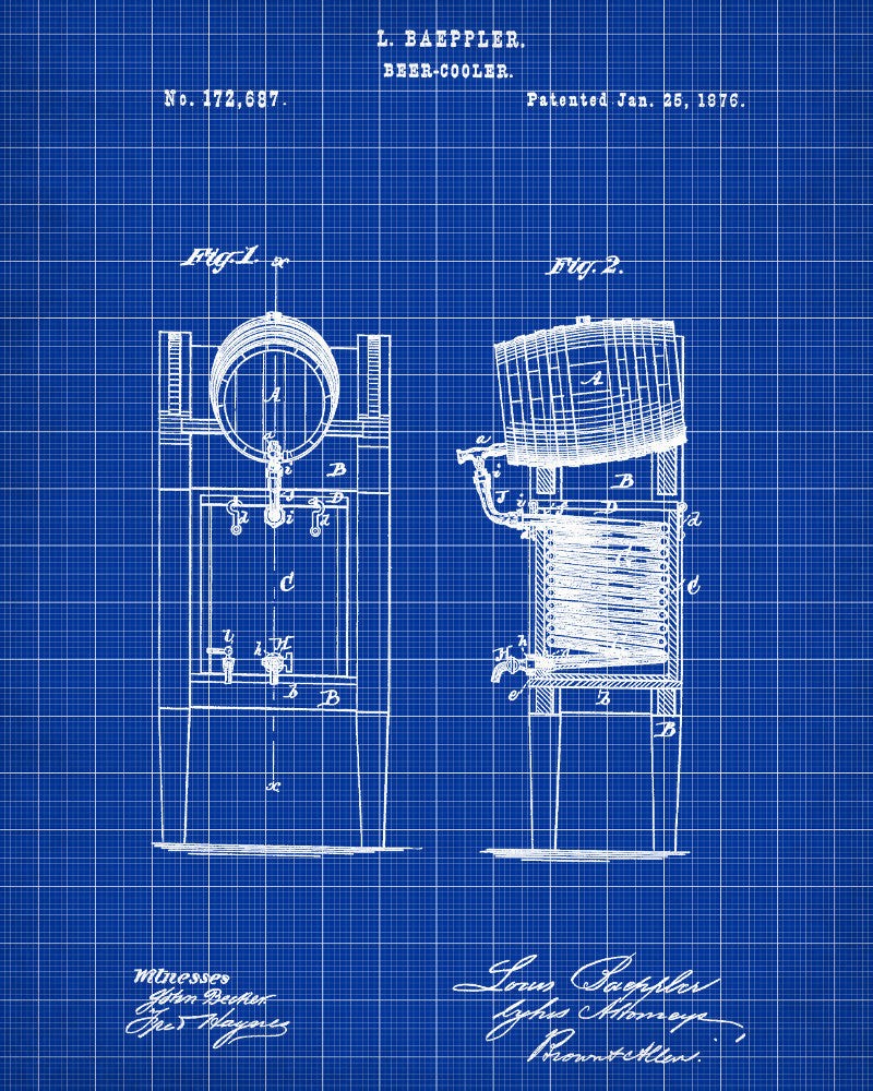 Beer Cooler Blueprint Bar Poster Cafe Art - OnTrendAndFab