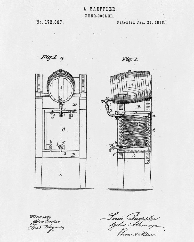 Beer Cooler Blueprint Bar Poster Cafe Art - OnTrendAndFab