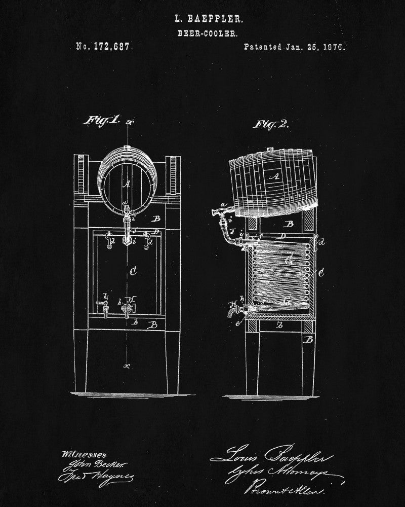 Beer Cooler Blueprint Bar Poster Cafe Art - OnTrendAndFab