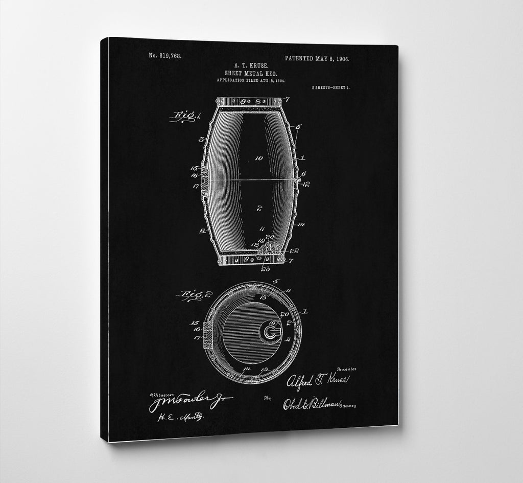 Beer Keg Blueprint Barrel Bar Poster Cafe Art - OnTrendAndFab