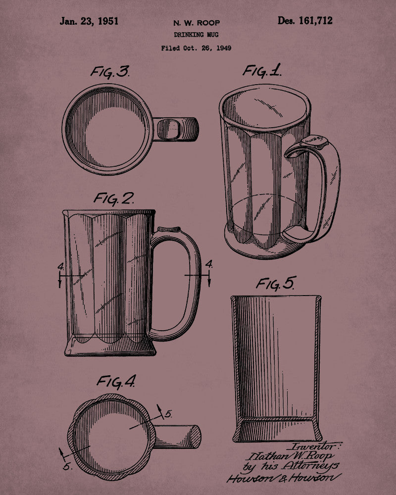 Bar Poster Beer Glass Patent Print Pub Wall Poster Cafe Art - OnTrendAndFab