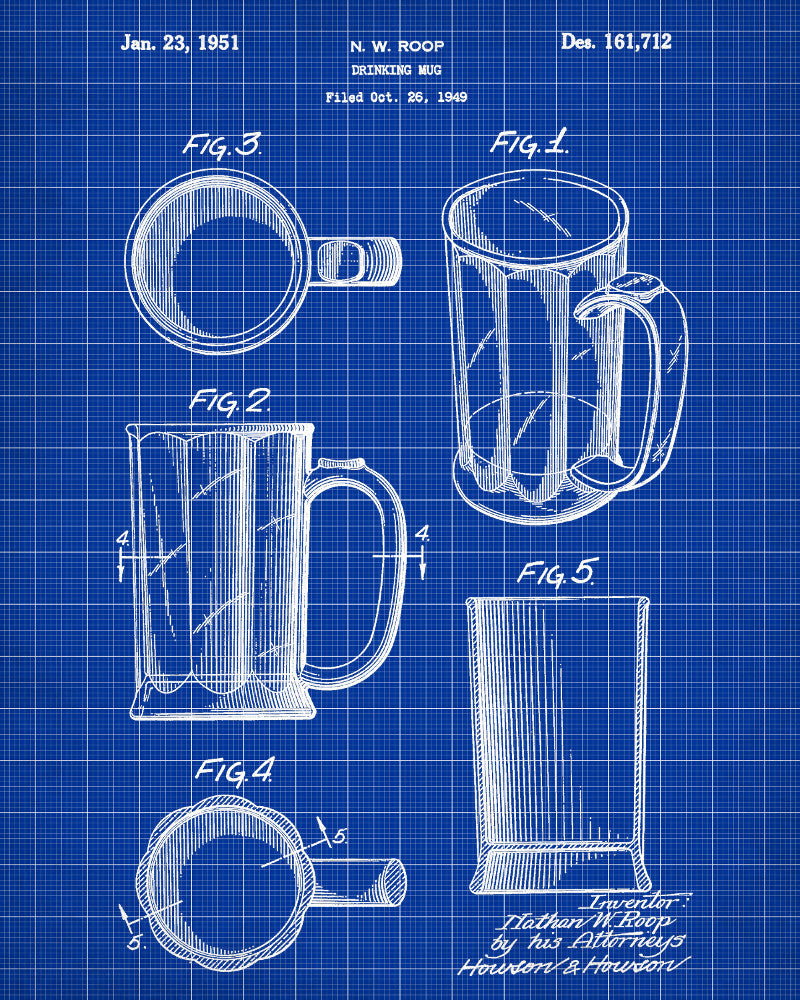 Bar Poster Beer Glass Patent Print Pub Wall Poster Cafe Art - OnTrendAndFab