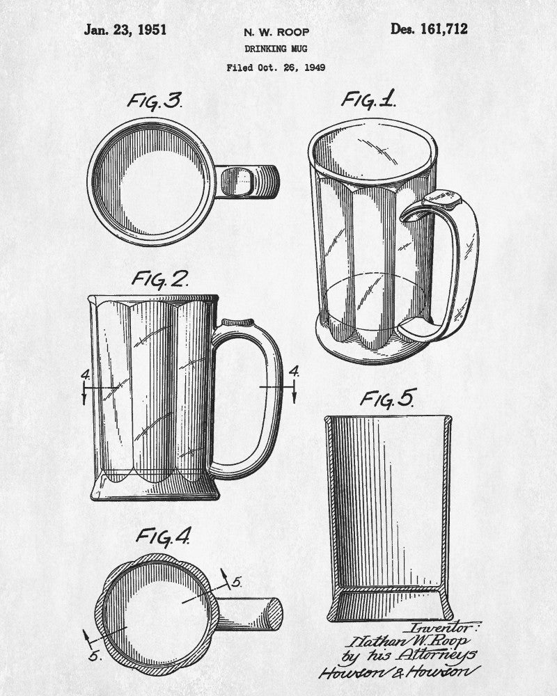 Bar Poster Beer Glass Patent Print Pub Wall Poster Cafe Art - OnTrendAndFab