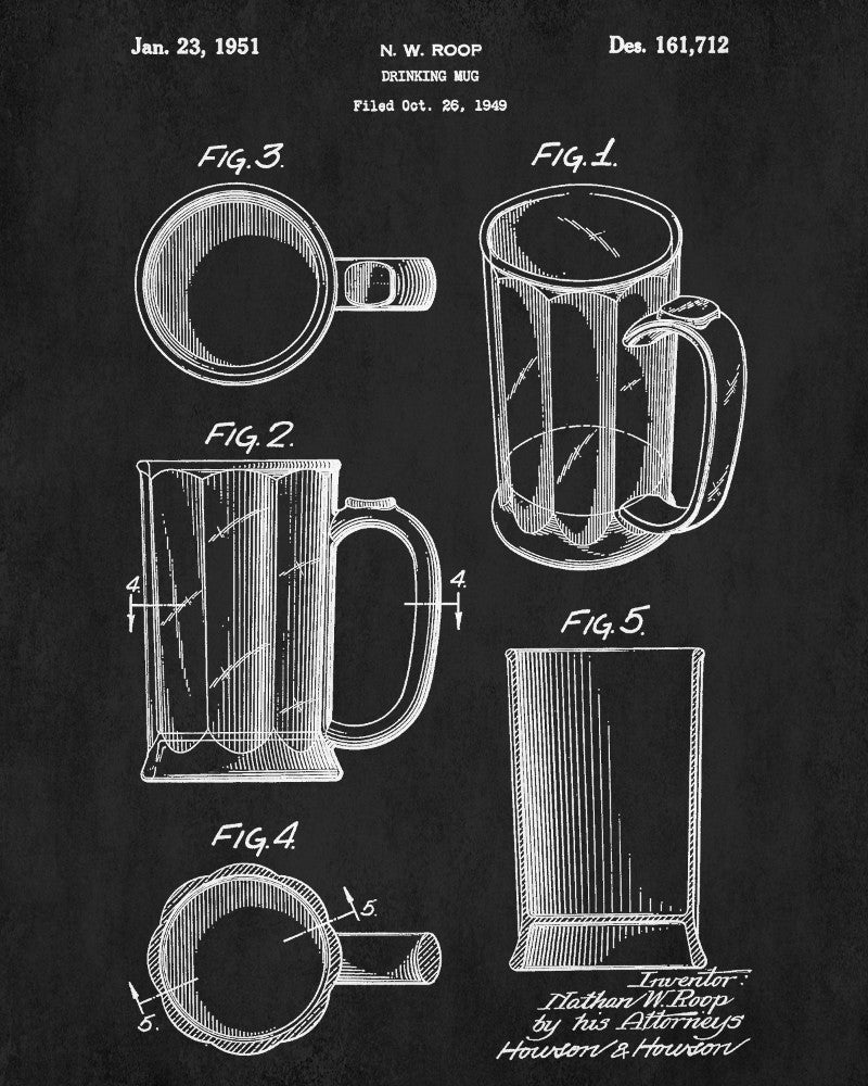 Bar Poster Beer Glass Patent Print Pub Wall Poster Cafe Art - OnTrendAndFab