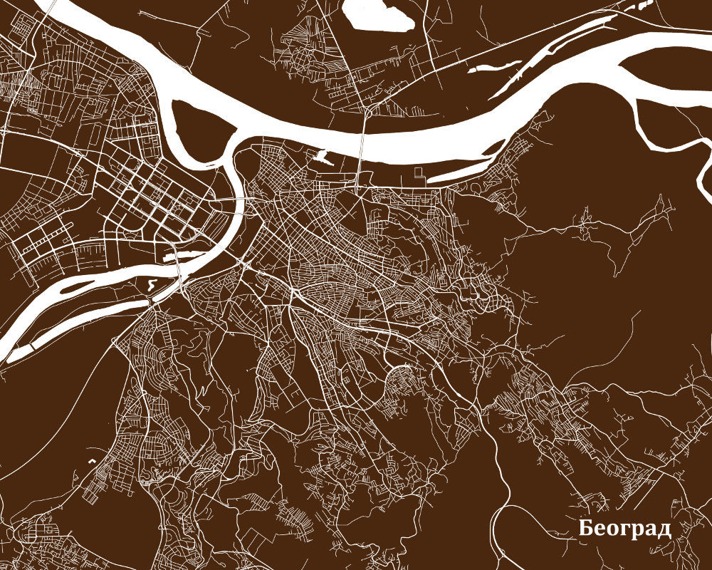 Belgrade City Street Map Print Custom Map Poster - OnTrendAndFab