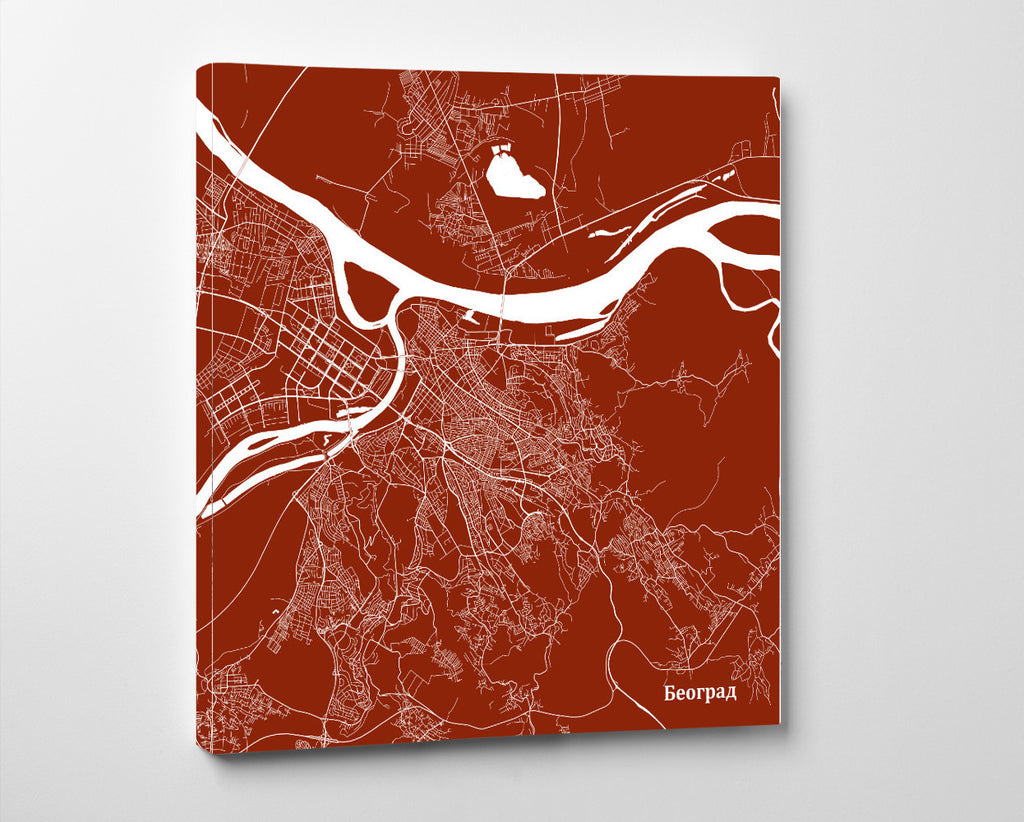 Belgrade City Street Map Custom Wall Map Poster - OnTrendAndFab