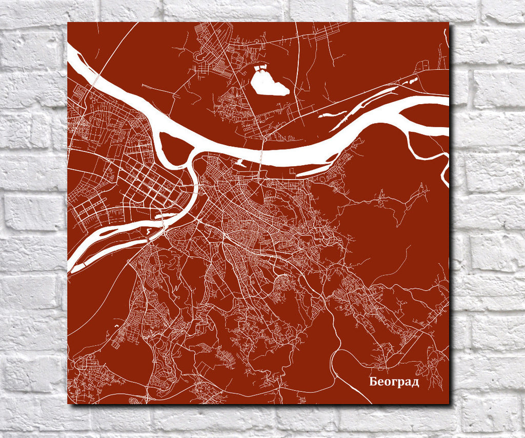 Belgrade City Street Map Custom Wall Map Poster - OnTrendAndFab