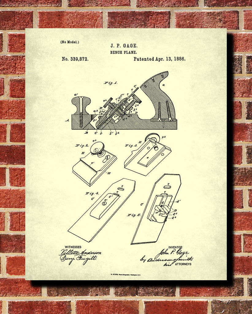 Bench Plane Patent Print Woodworking Blueprint Poster - OnTrendAndFab