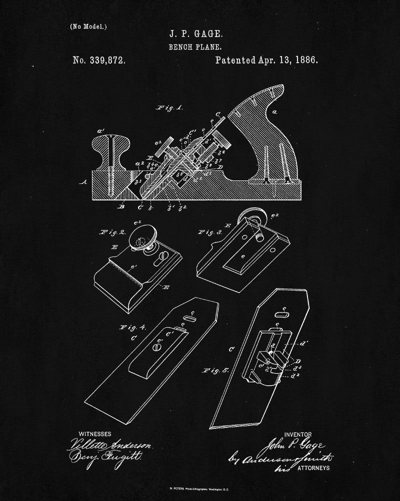 Bench Plane Patent Print Woodworking Blueprint Poster - OnTrendAndFab