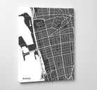Berkeley City Street Map Print Feature Wall Art Poster