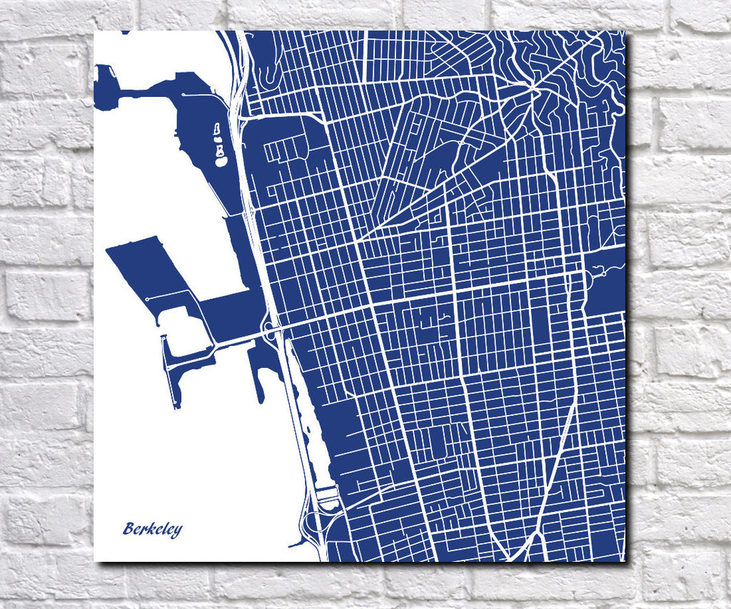 Berkeley, California City Street Map Print Custom Wall Map