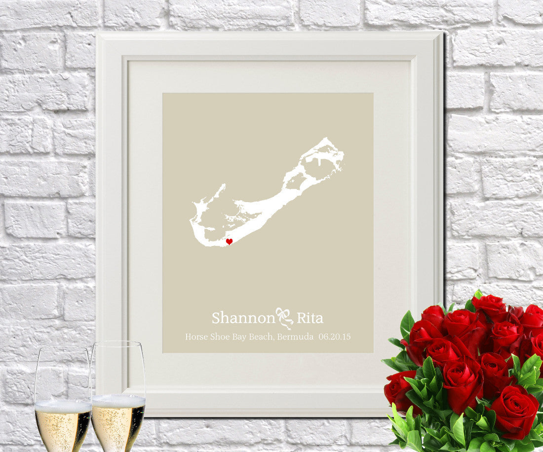 Bermuda Custom Wedding Engagement Art Print - OnTrendAndFab