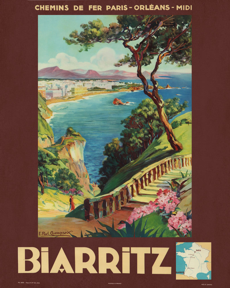 Biarritz France Print Vintage Travel Poster Art - OnTrendAndFab