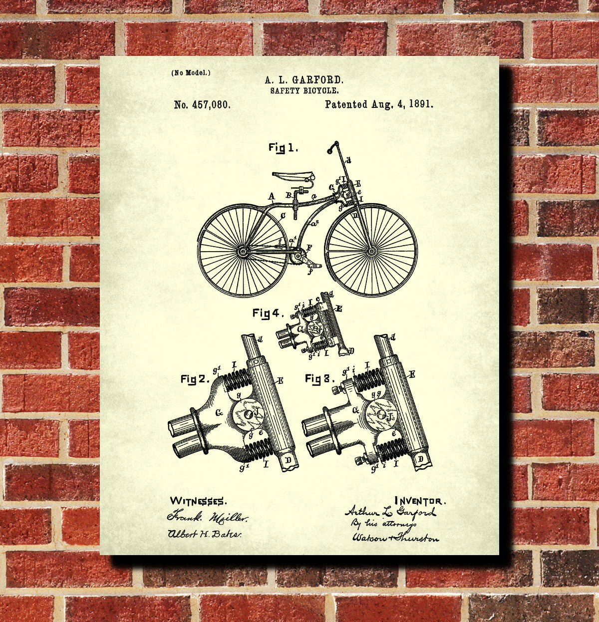 Bicycle blueprint poster sale