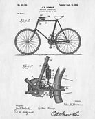 Vintage Bicycle Blueprint Cycling Patent Print Cyclist Poster