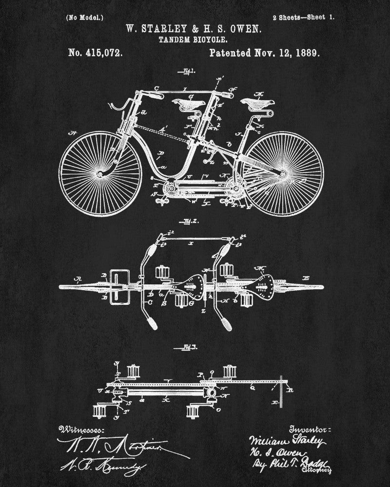 Vintage Bicycle Patent Print Cyclist Poster Cycling Blueprint
