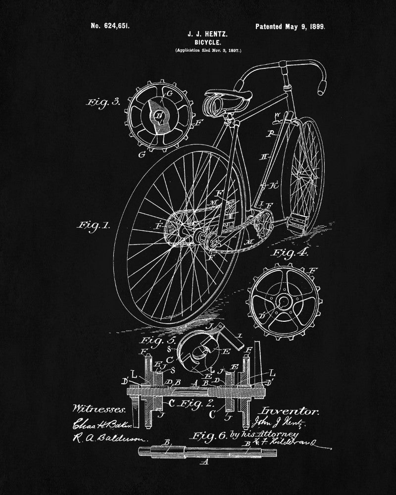 Bicycle Blueprint Print Cycling Patent Poster - OnTrendAndFab
