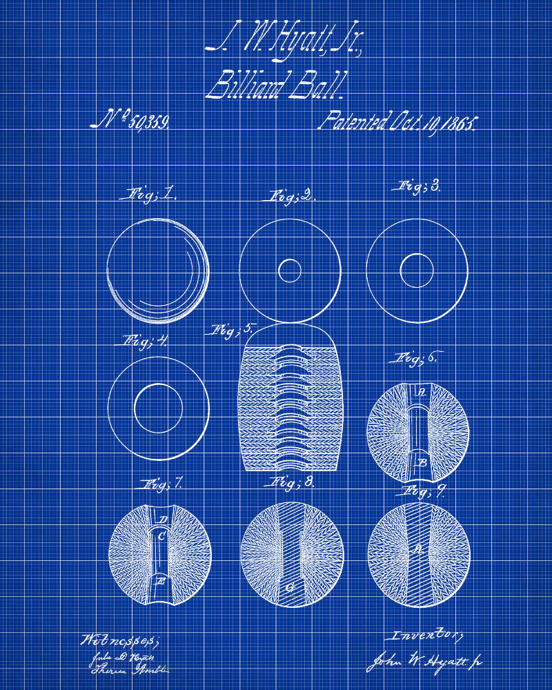 Billiard Ball Blueprint Sports Poster Patent Print - OnTrendAndFab