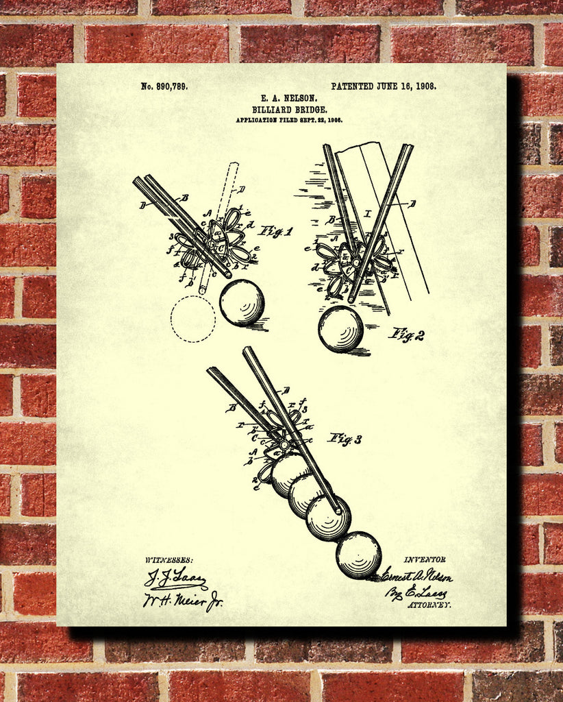 Billiard Bridge Blueprint Sports Poster Patent Print - OnTrendAndFab