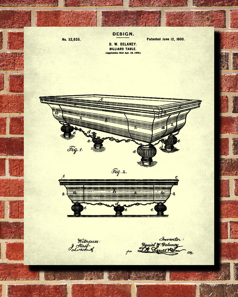 Billiards Table Blueprint Sports Poster Patent Print - OnTrendAndFab