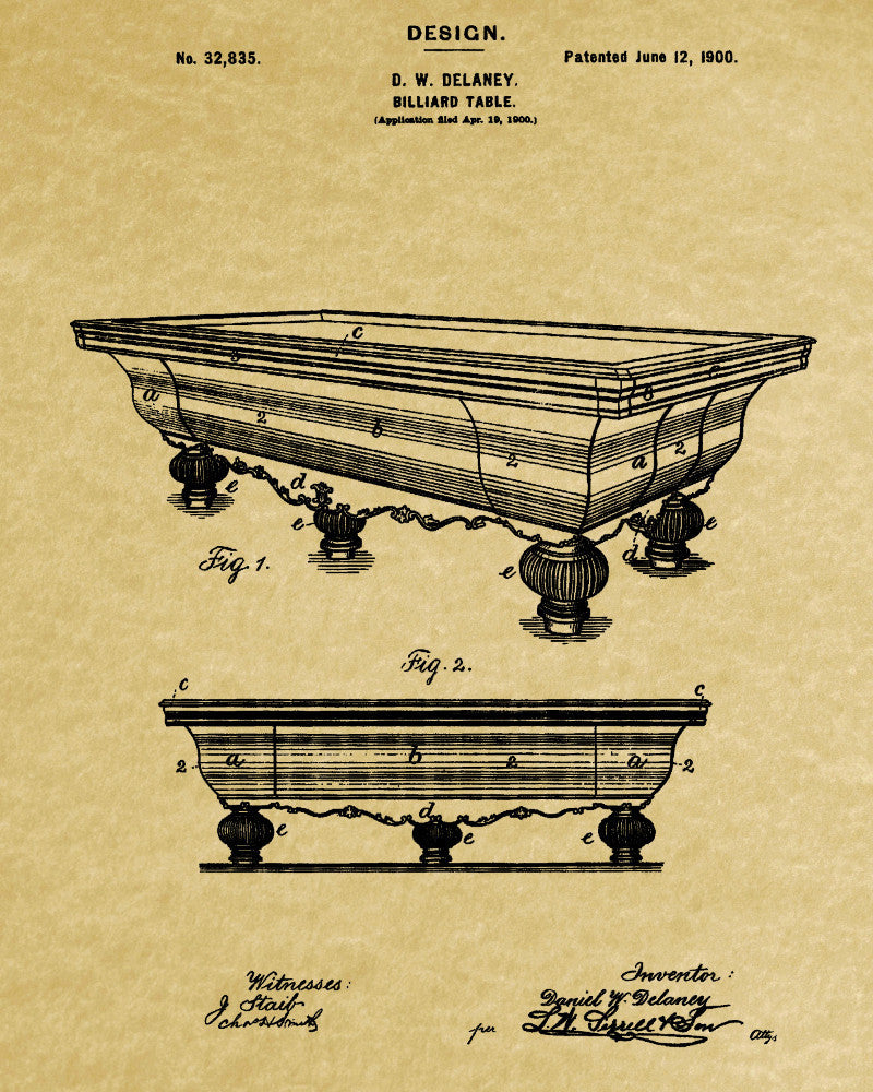 Billiards Table Blueprint Sports Poster Patent Print - OnTrendAndFab