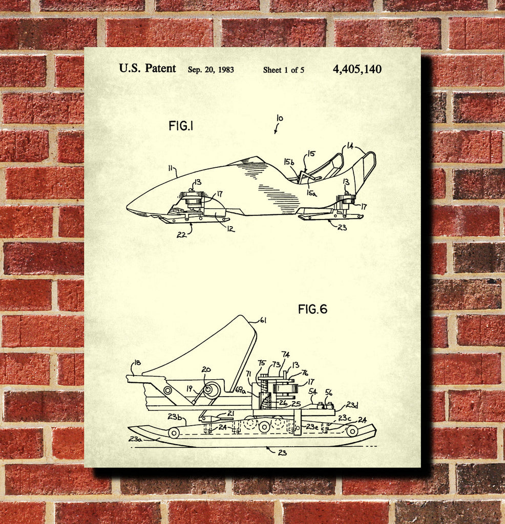 Bobsled Patent Print Olympic Winter Sports Poster