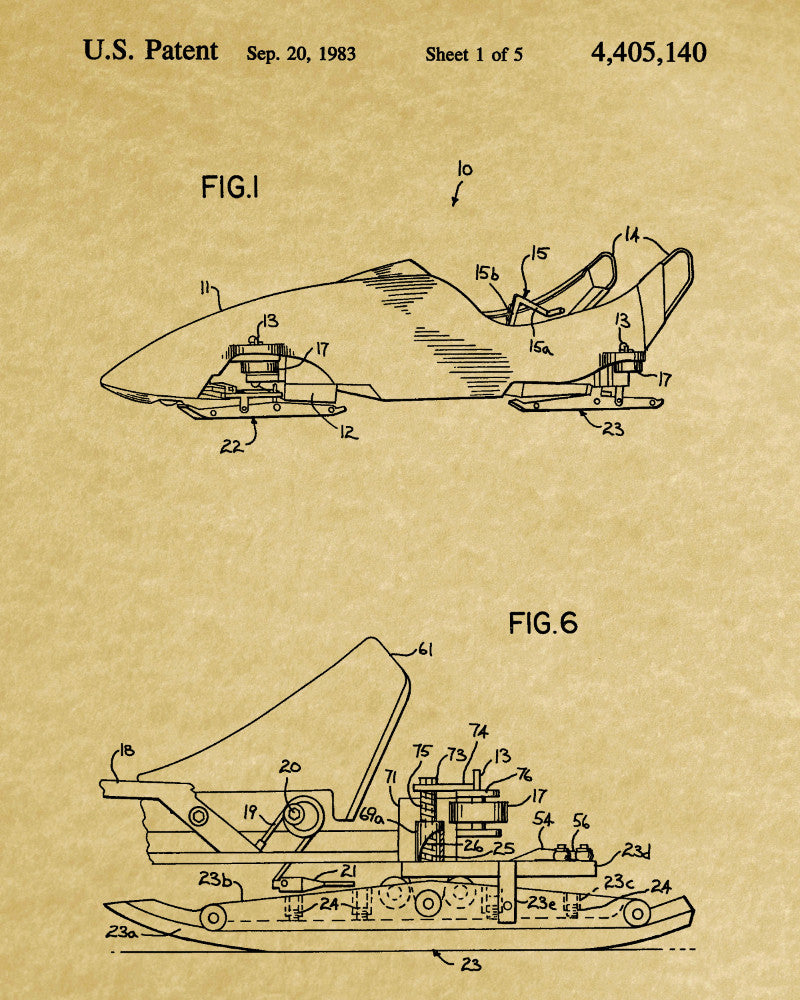 Bobsled Patent Print Olympic Winter Sports Poster