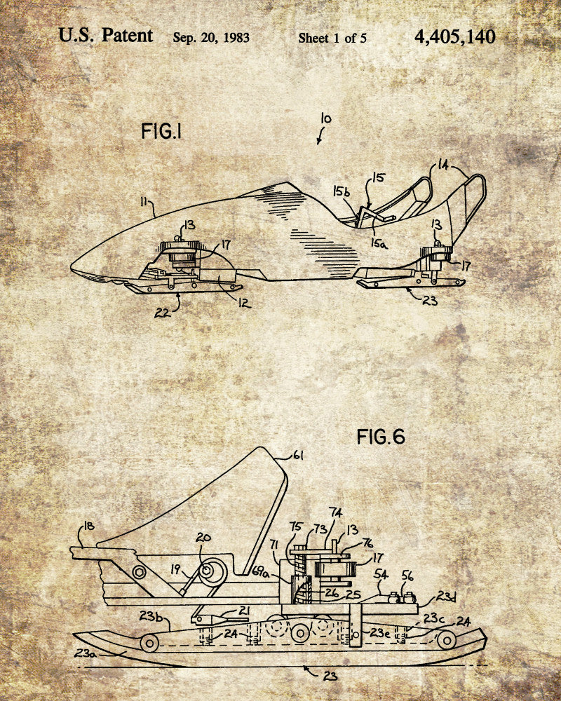 Bobsled Patent Print Olympic Winter Sports Poster