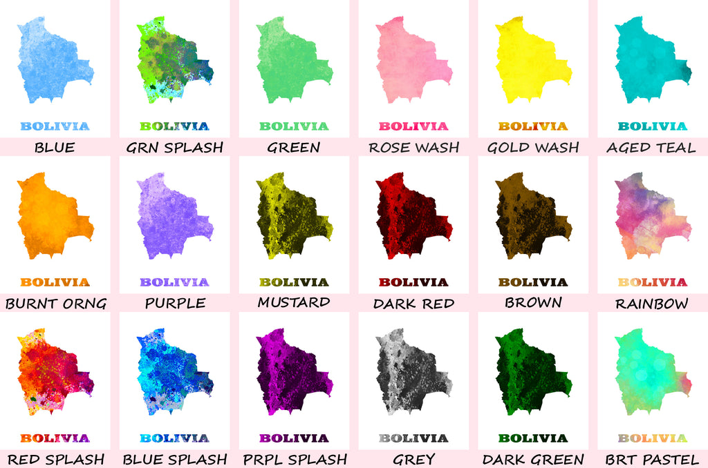 Bolivia Map Print Outline Wall Map of Bolivia