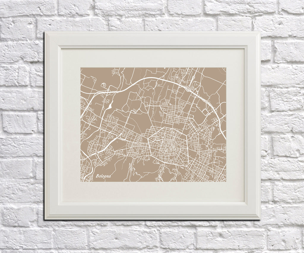 Bologna, Italy - Street Map Print Feature Wall Art Poster