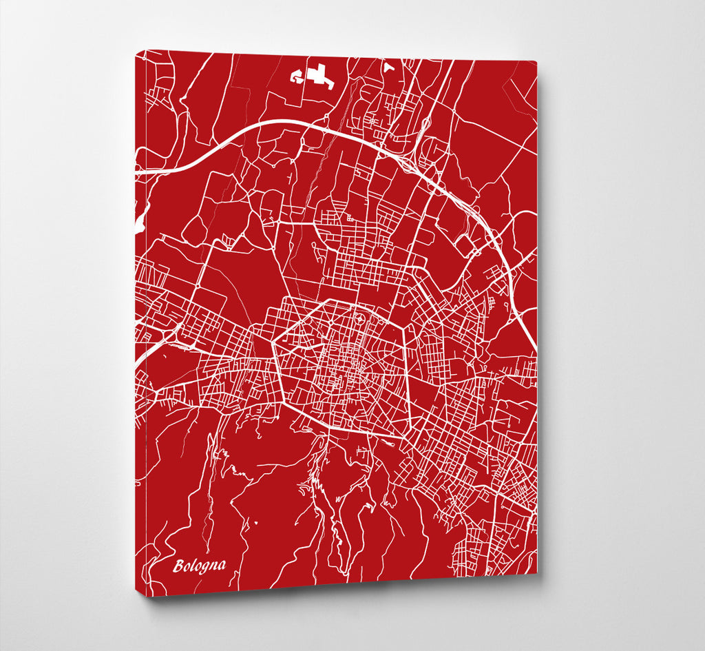 Bologna, Italy - Street Map Print Feature Wall Art Poster