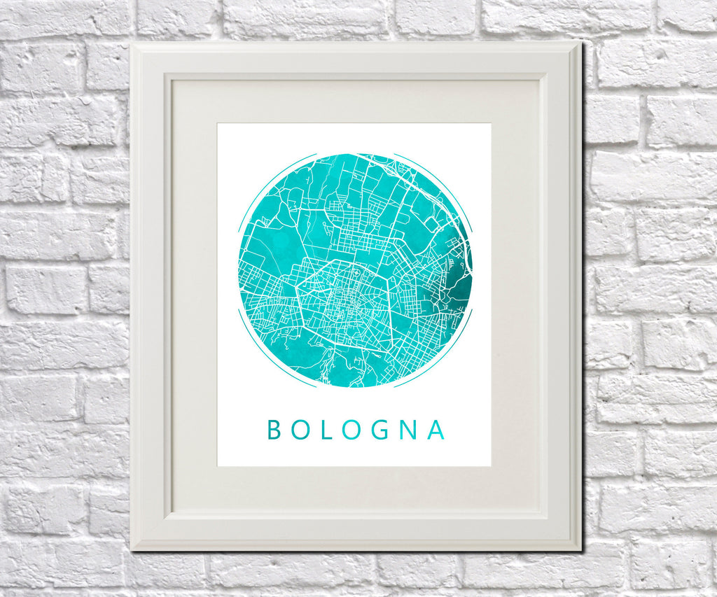 Bologna, Italy City Street Map Custom Wall Map Poster