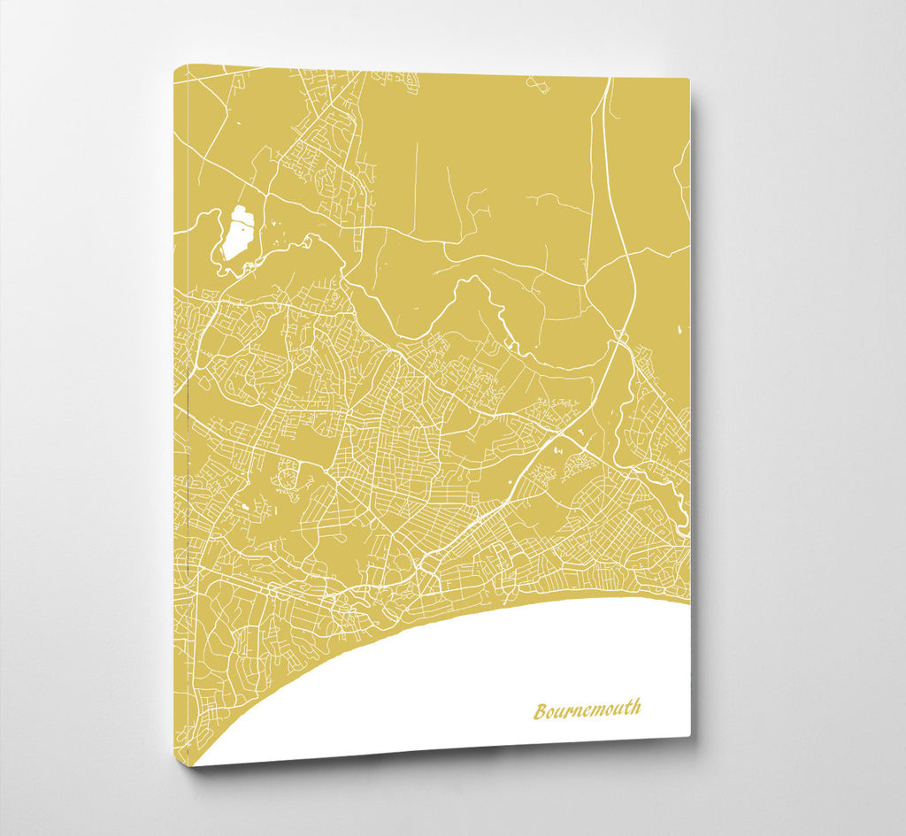 Bournemouth City Street Map Print Feature Wall Art Poster