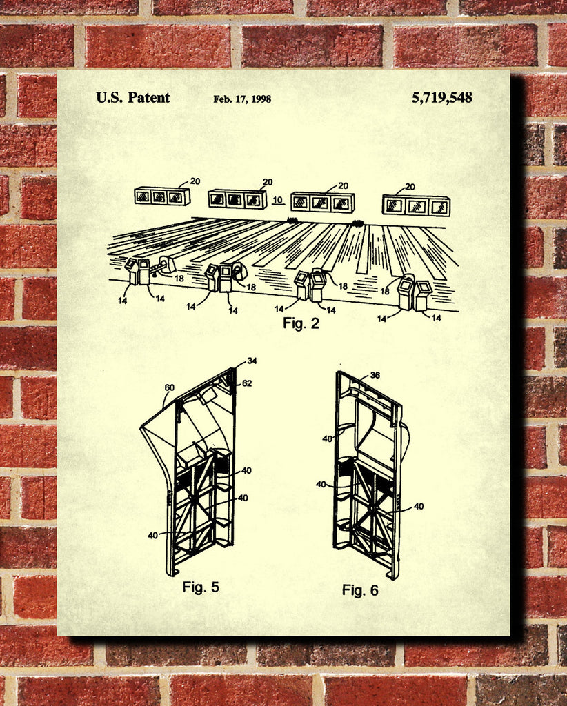 Bowling Alley Patent Print Sports Blueprint Art Poster - OnTrendAndFab