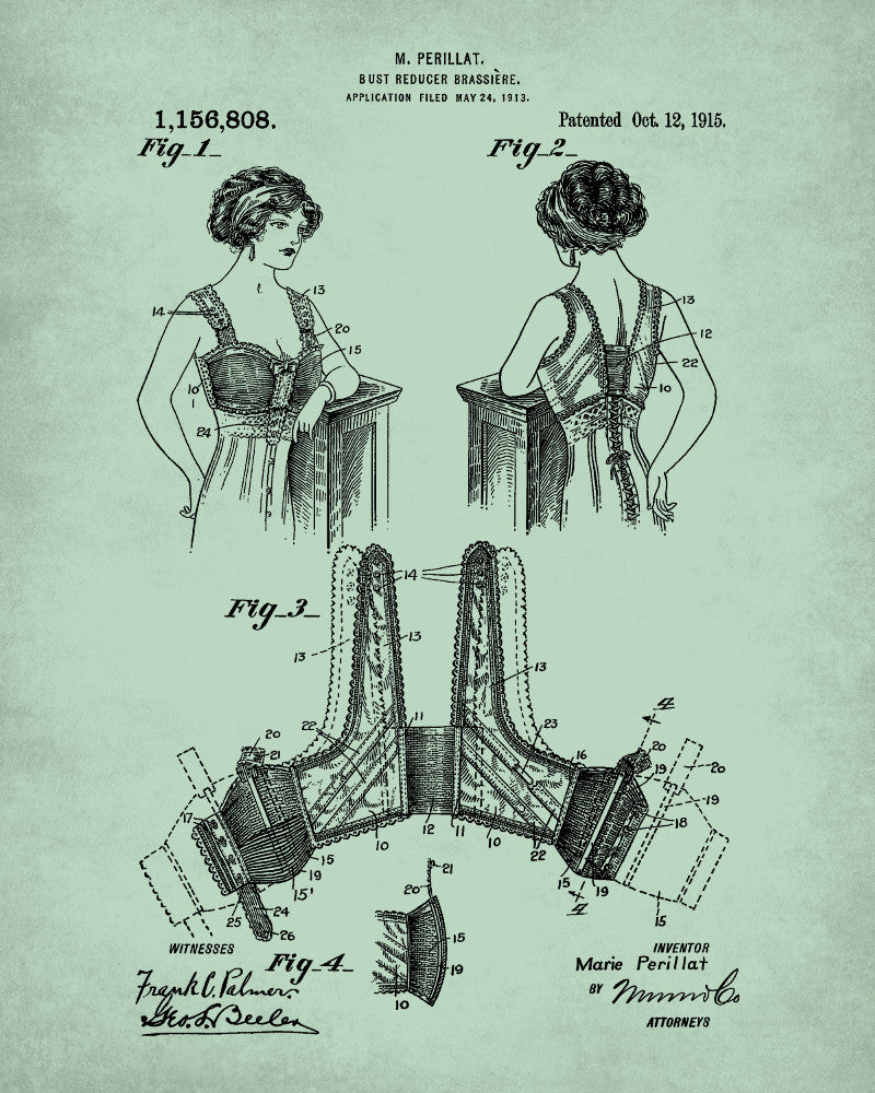 Brassiere Patent Print Vintage Fashion Patent Clothing Print - OnTrendAndFab