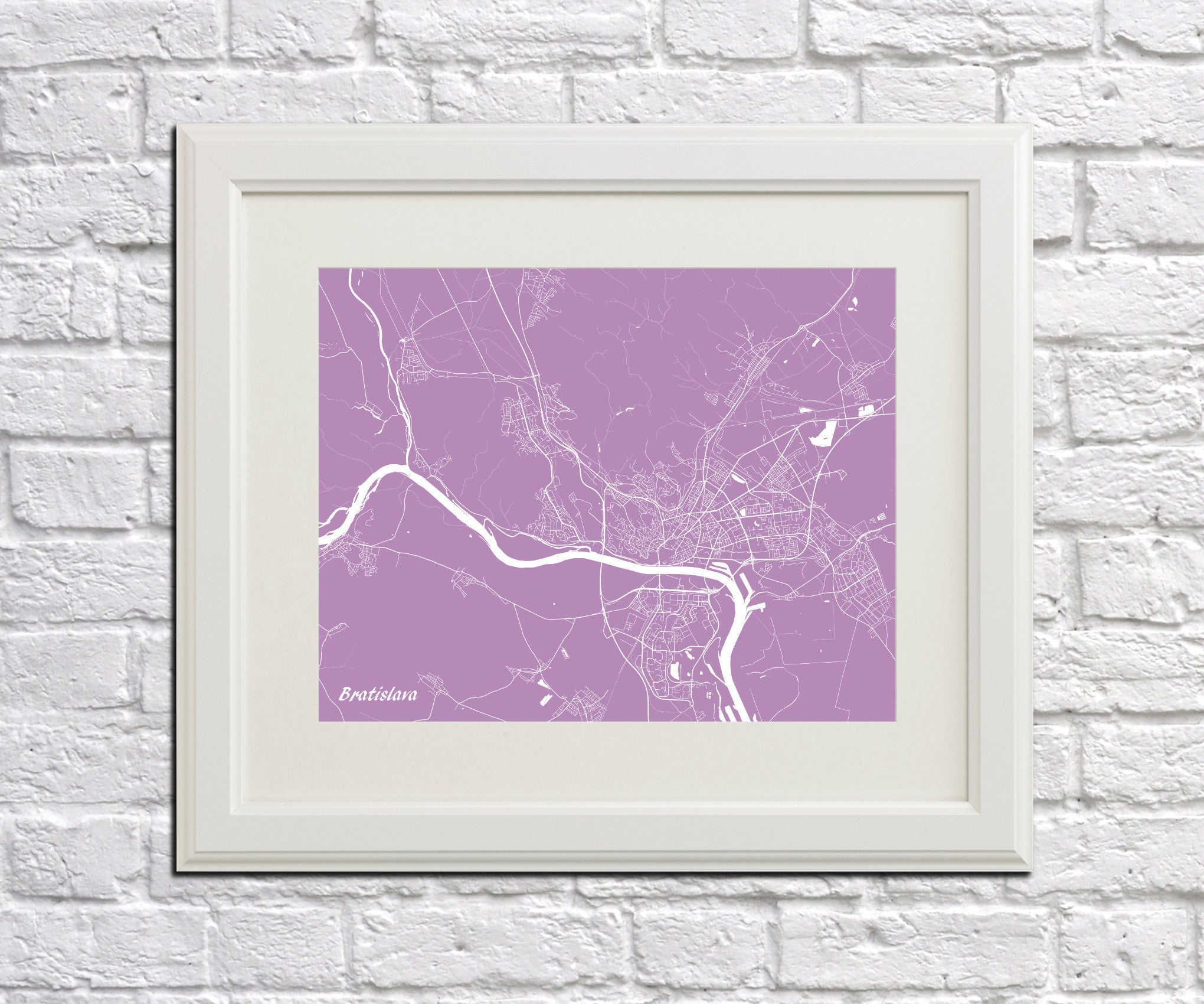 Bratislava Street Map Print Feature Wall Art Poster