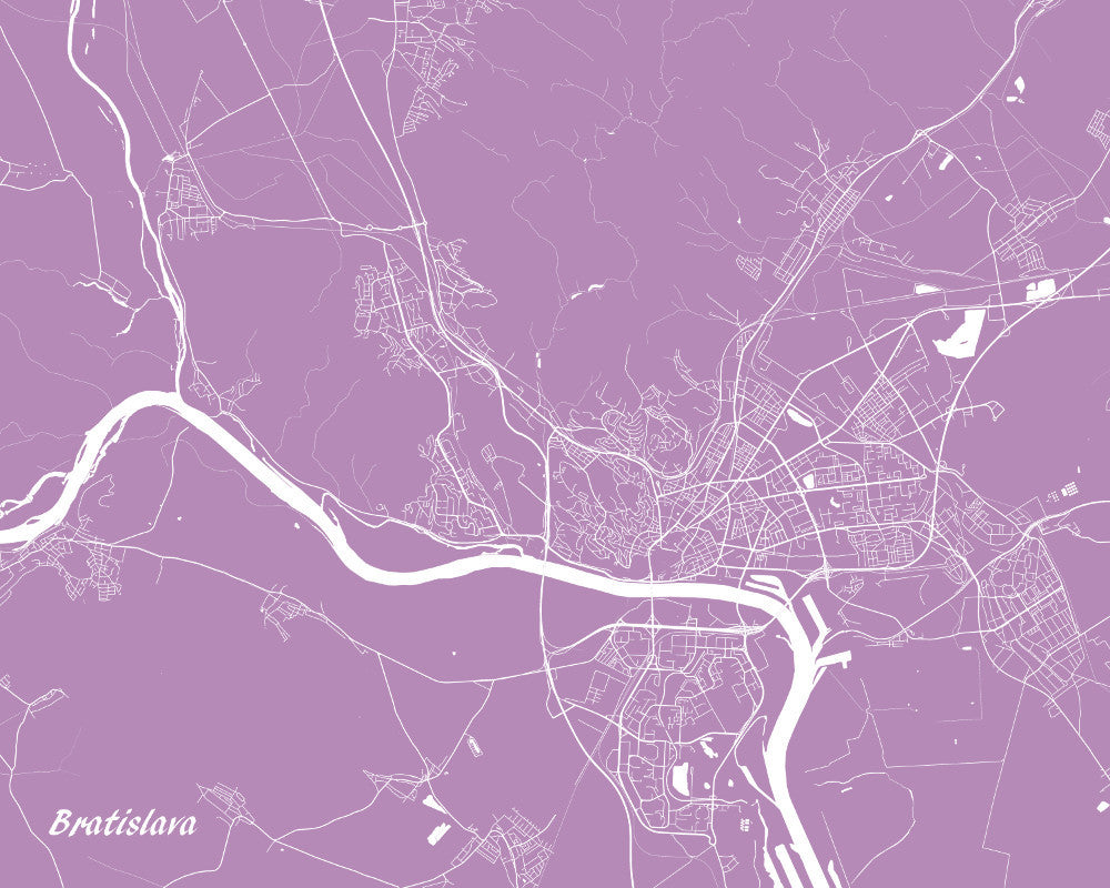Bratislava Street Map Print Feature Wall Art Poster
